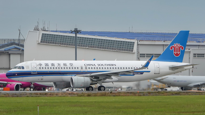 China Southern Airbus A320 on an airport taxiway