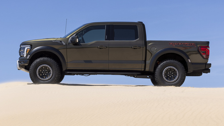 Side view of Ford F-150 Raptor in desert setting