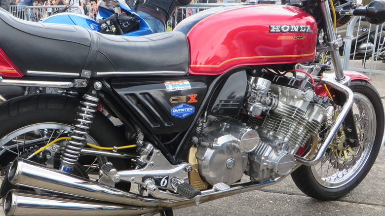Close-up shot of a parked Honda CBX 1000 motorcycle