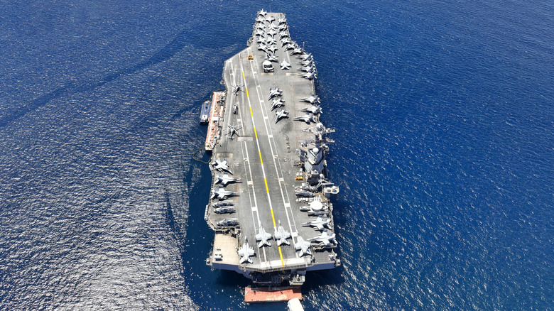 The USS Gerald R. Ford seem from above