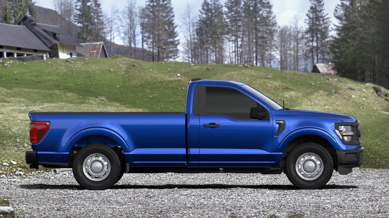 2024 Ford F-150 long bed in blue.