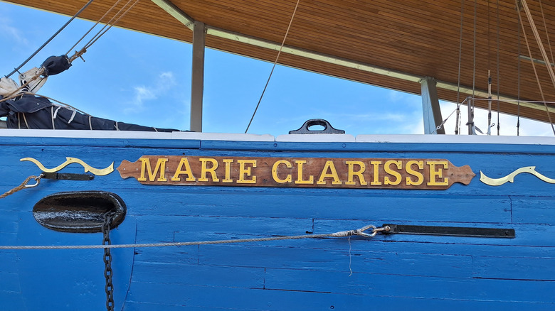 close-up of ship named Marie Clarisse