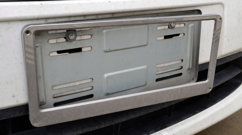 Front bumper of car with no license plate