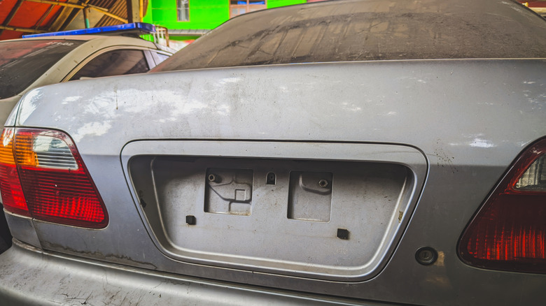 Car missing its rear license plate