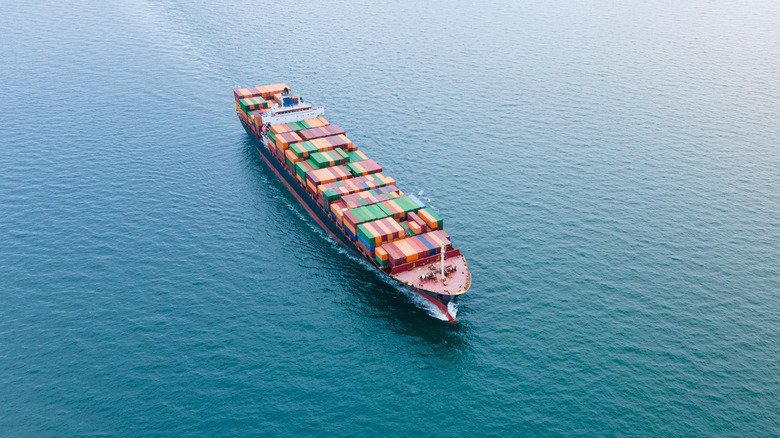 container ship on the water