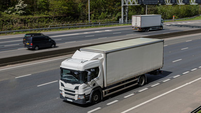 Lorry driving on a British motorway