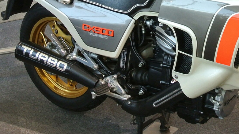 Honda CX500 Turbo parked on display in Honda Collection Hall