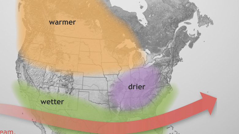 A visualisation of jet streams on a world map and where they flow over.