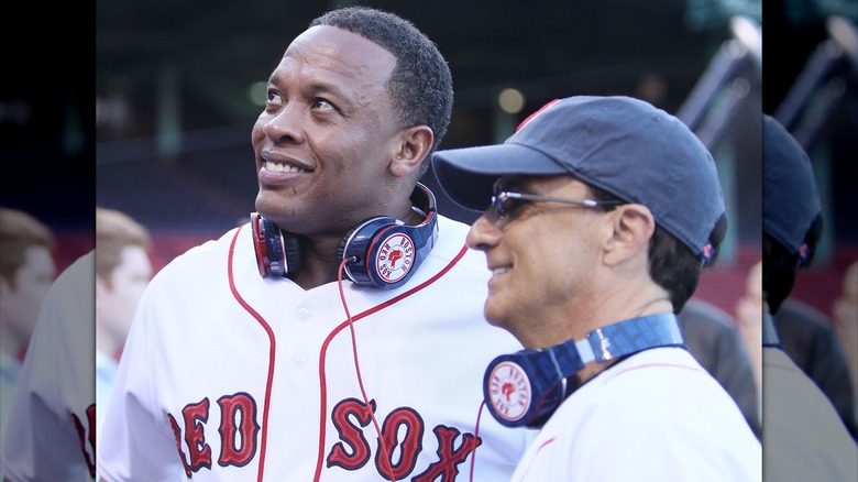 Dr. Drew and Jimmy Iovine at Red Sox opening day 2010
