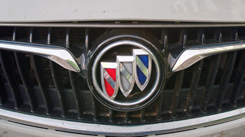 Close-up of the Buick emblem on a car grille
