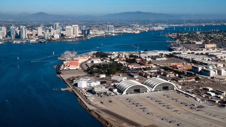 Aerial view of Naval Air Station North Island, San Diego
