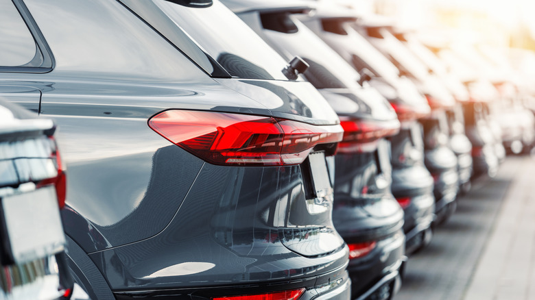 Row of cars at dealership