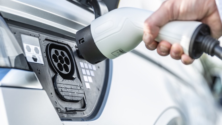 EV charger near car plug