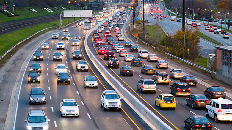 cars on a highway