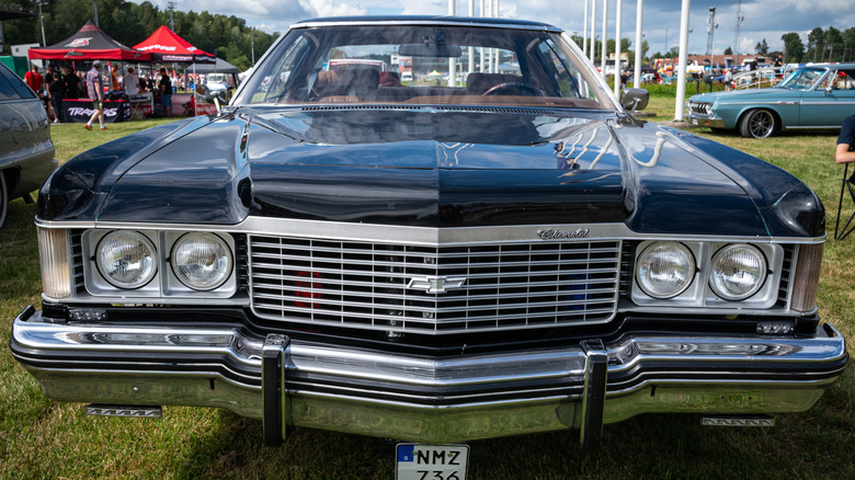 The front bumper of a classic Chevy Impala