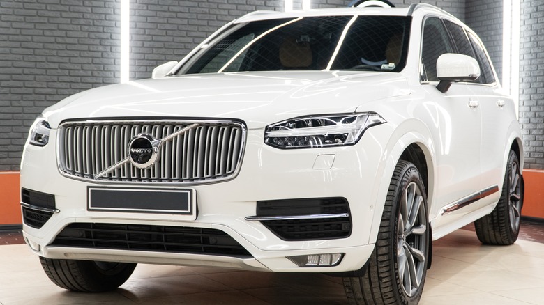 White Volvo SUV on display
