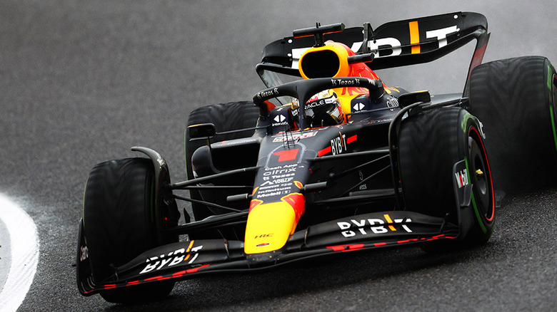 2021 Honda-powered Red Bull Formula 1 car racing, front-view