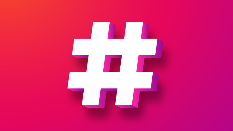 a hashtag in neon colors