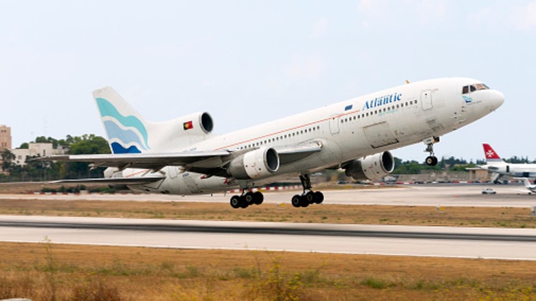 White Atlantic Lockheed L-1011 TriStar taking off from runway