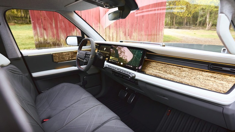 The Scout Terra truck's interior features a first-row bench seat