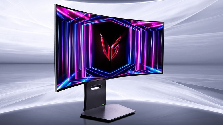 A curved LG gaming monitor