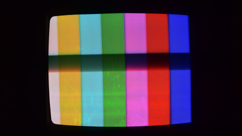 CRT TV showing rainbow bars