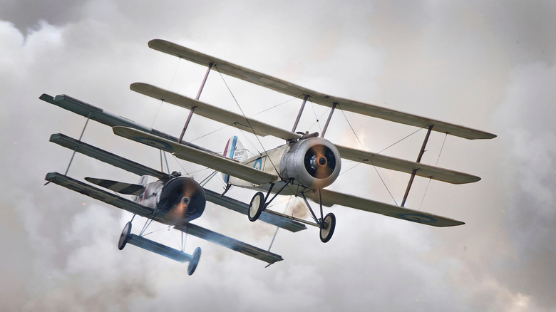 Two triplanes flying close to each other