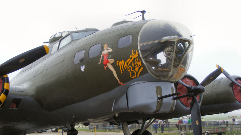 A Boeing B-17 Flying Fortress "SallyB" "Memphis Belle" at the Flying Legends Airshow.