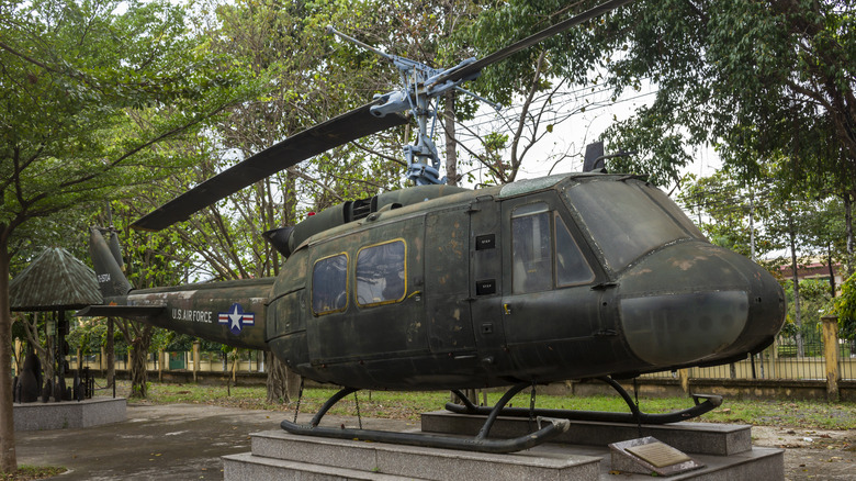 Monument of an old decommisioned UH-1 "Huey"