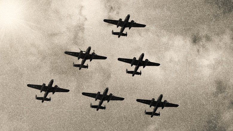 B-25 Bombers flying in formation