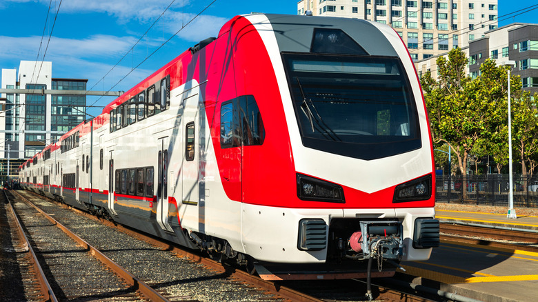 Electric trains at San Francisco Station in San Francisco, California