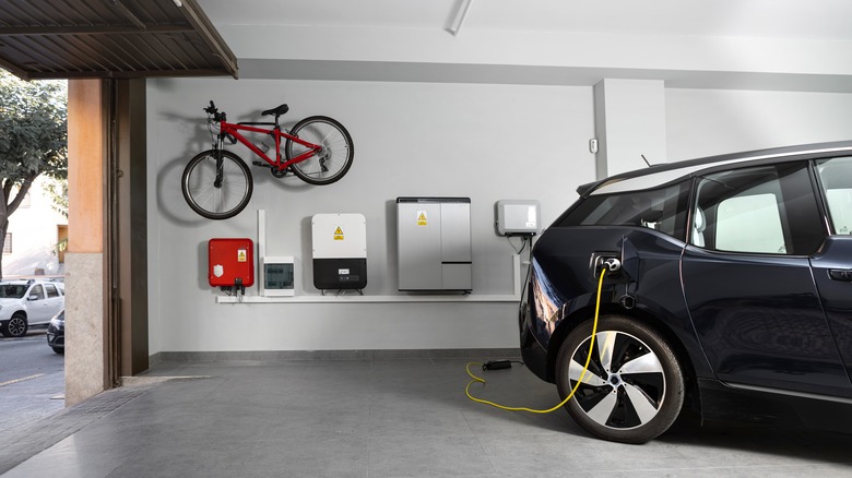 EV charging in a garage 