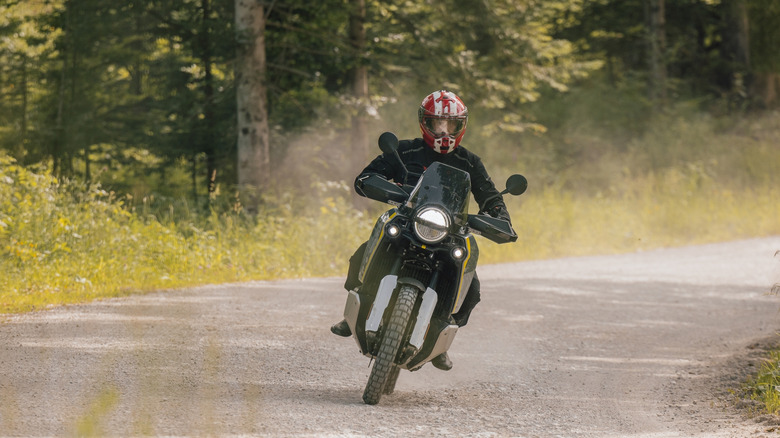 Biker leaning into a turn