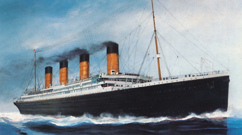 A postcard of RMS Titanic at sea.