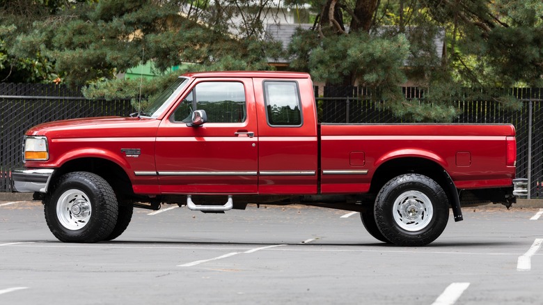 An old school diesel pickup truck