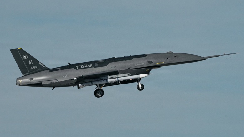 A YFQ-44A - Collaborative Combat Aircraft shortly after takeoff