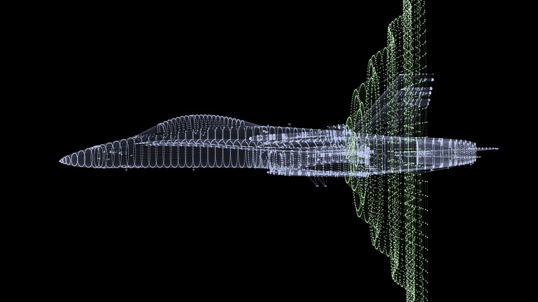 Simulation of a jet generating a sonic boom