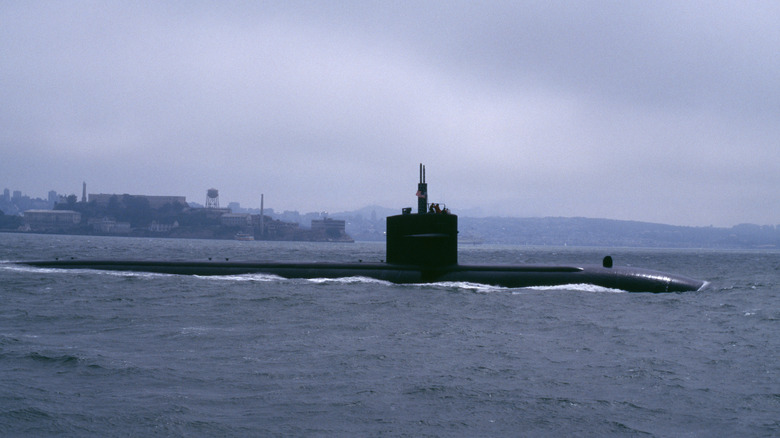 US submarine surfaces off the coast