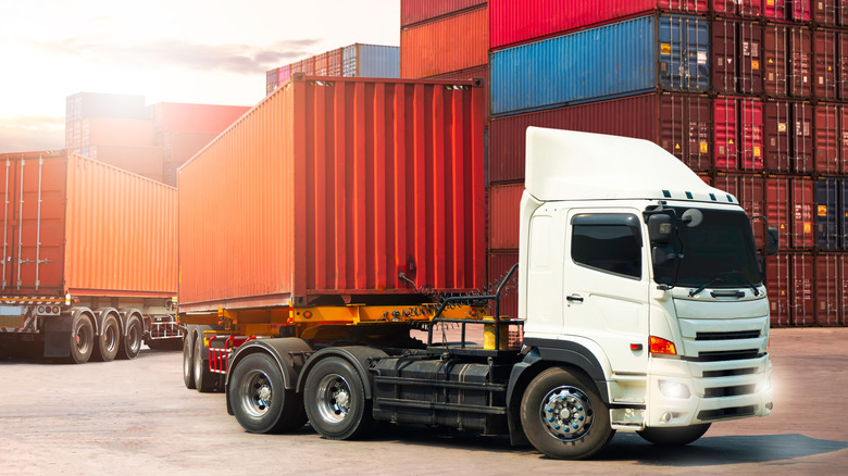 Flat-nosed European semi truck