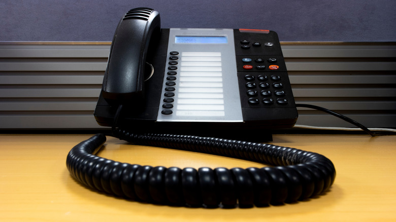 Office phone with coiled cord