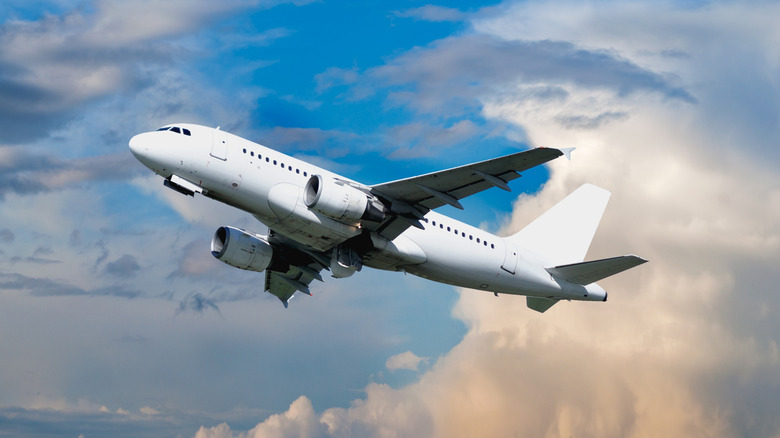An airplane flying in the sky