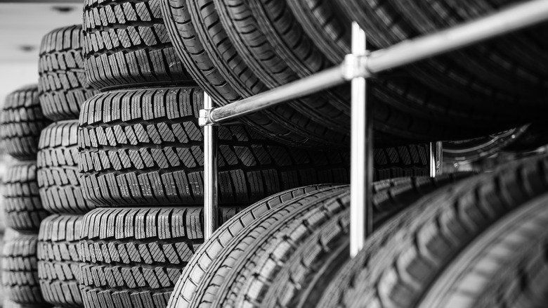 A rack with new tires