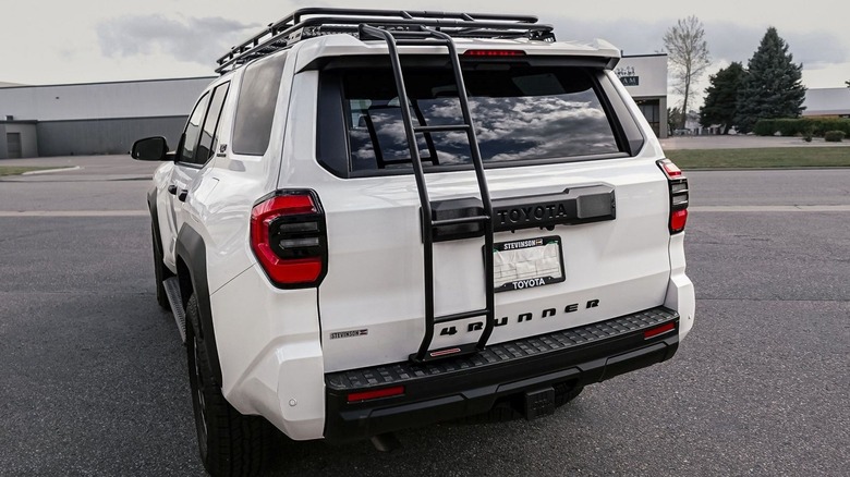 A 2025 Toyota 4Runner with a Gobi Racks ladder mounted on the back.