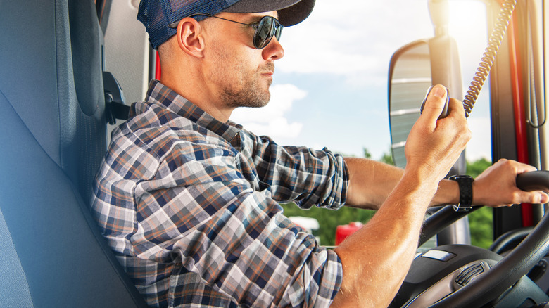 Trucker using CB Radio