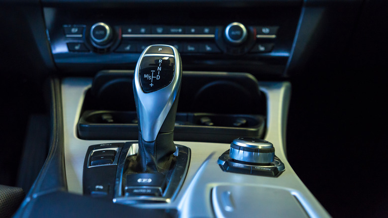 Typical automatic transmission shift knob in modern car
