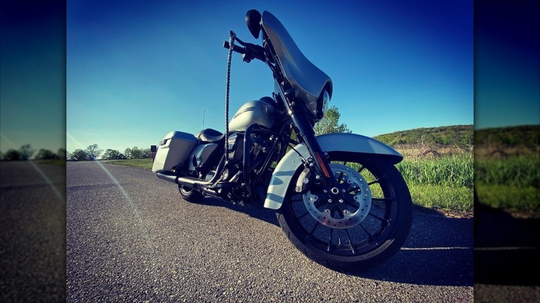 A motorcycle with a Get Back Whip
