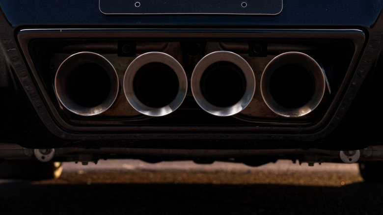 Quad tip exhaust on a car