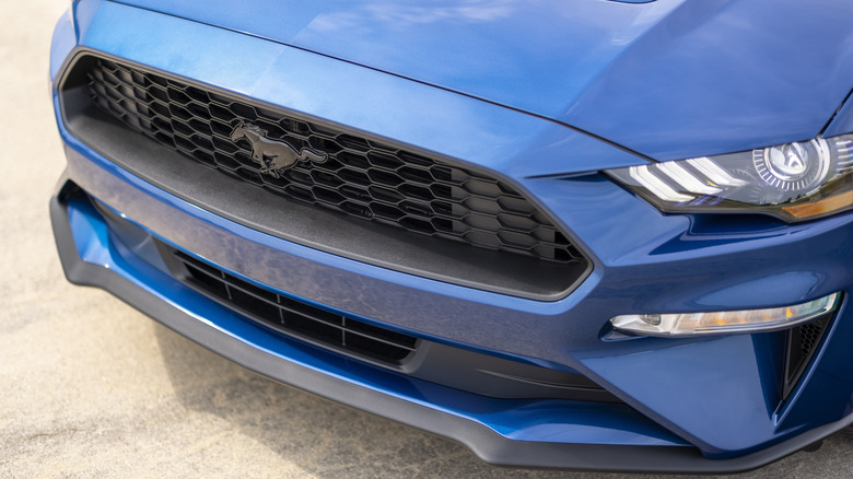 Close-up of a 2022 Ford Mustang Stealth Edition