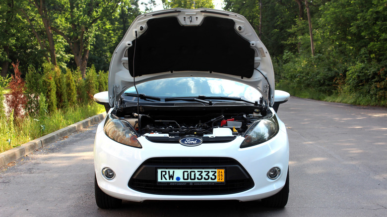 Ford Fiesta with the hood up