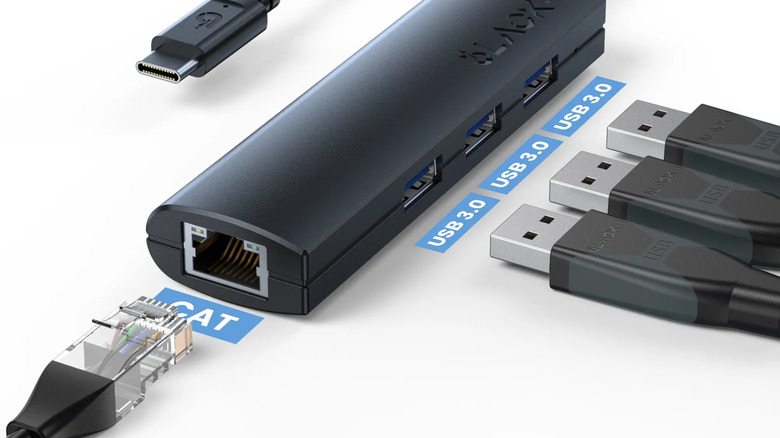 A USB-C hub with an ethernet port
